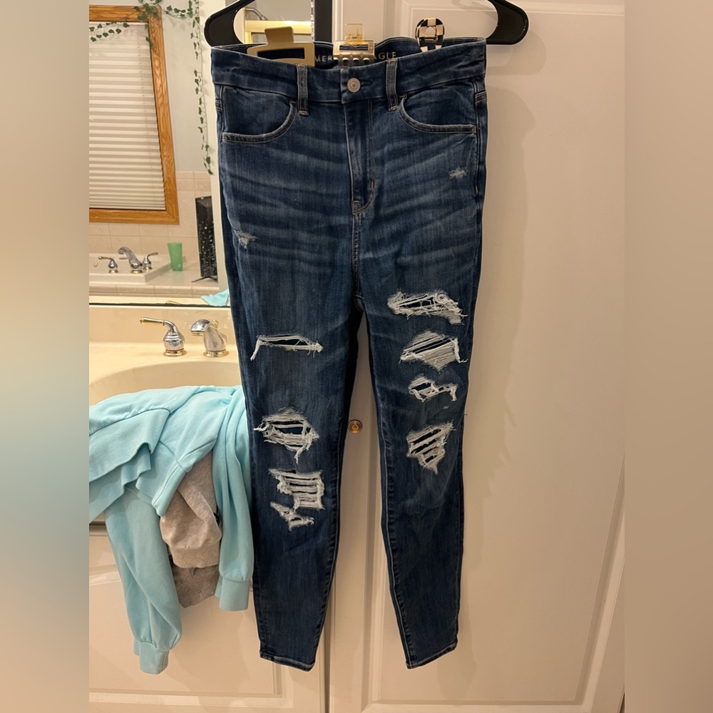 American Eagle Ne(X)t Level High Waist Distressed Jeans
